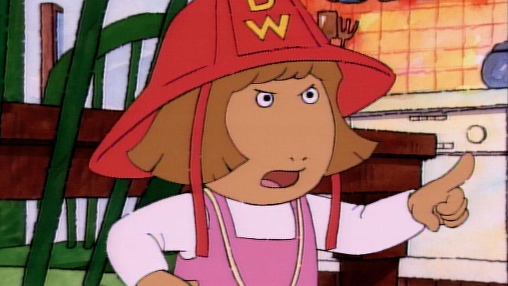 There's a fire drill. / D.W. tries to convince the twins that she can read.