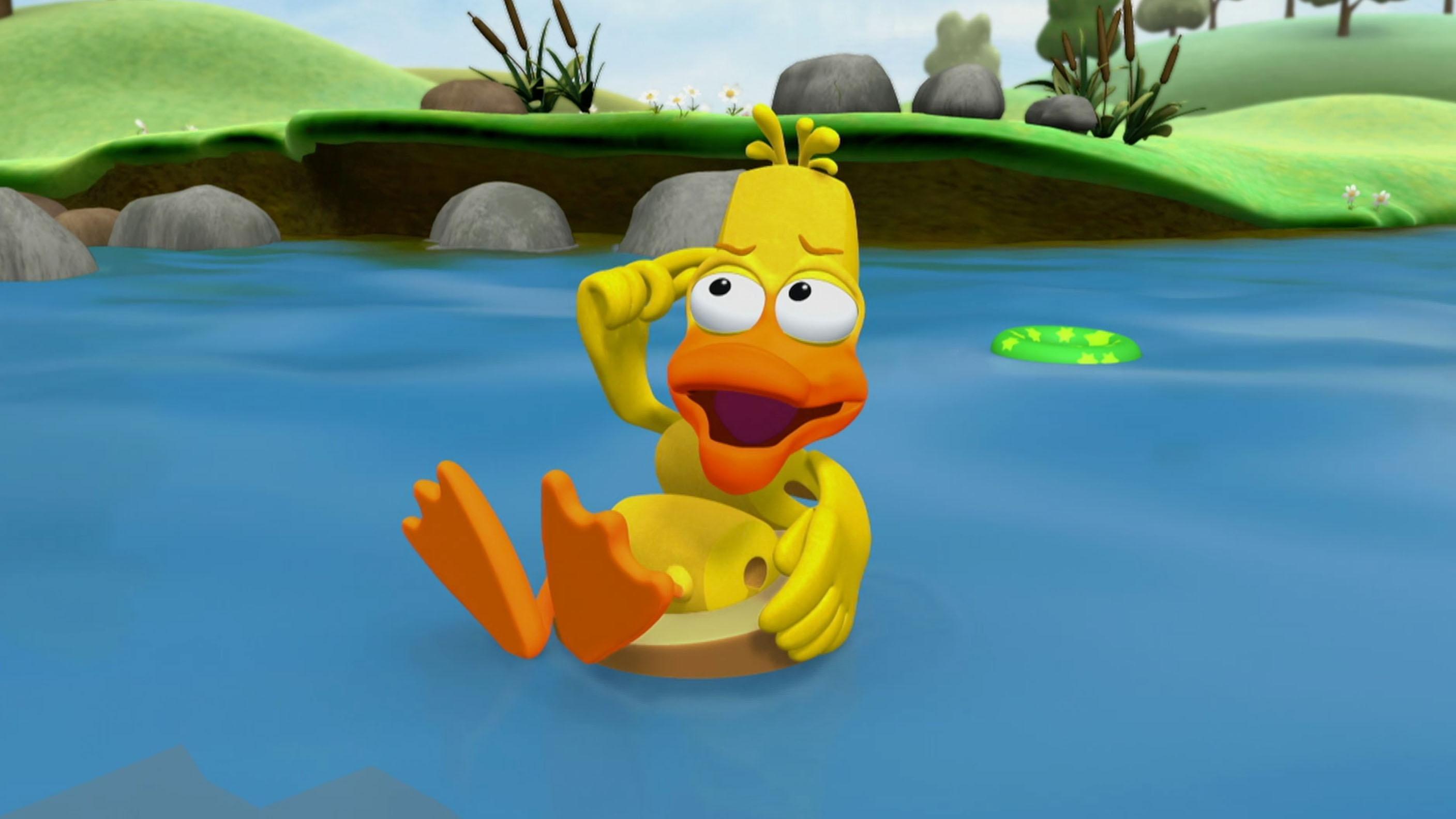 Duck is stuck inside the letter O!